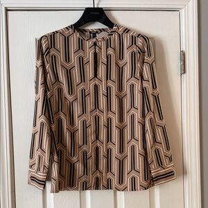 Express Tan and Black Geometric Women Top